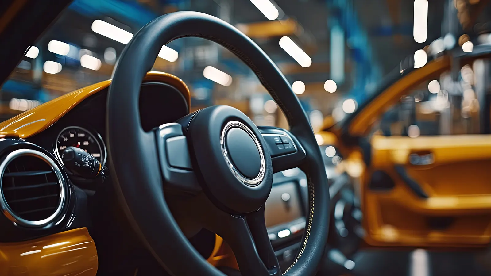 Volant automobile sur chaîne de production