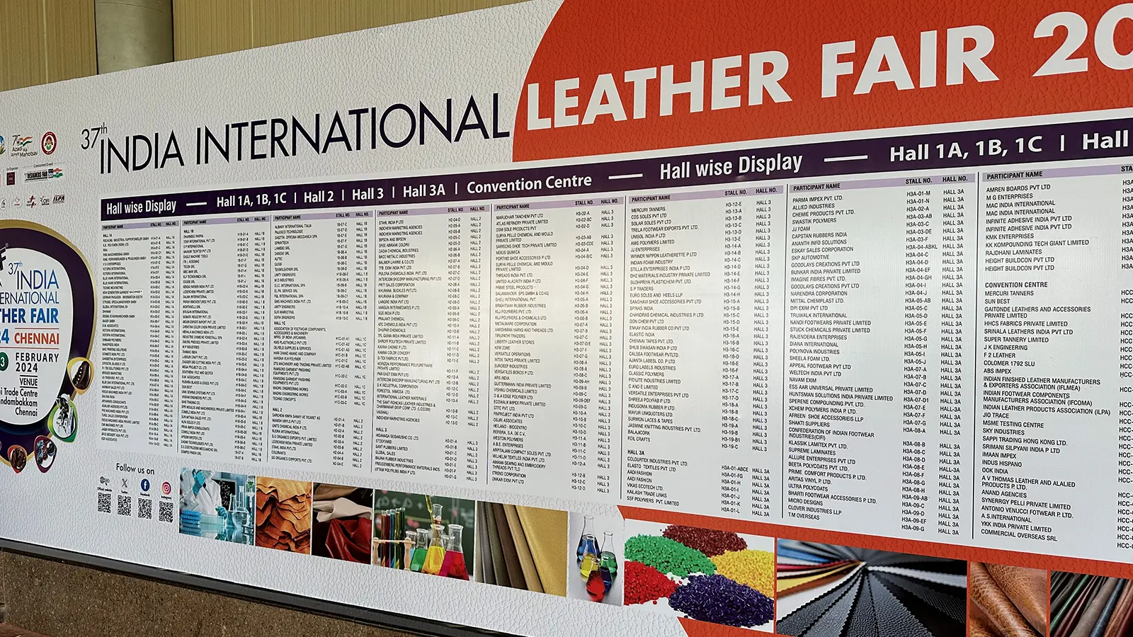Plan du salon India International Leather Fair 2026 à Chennai, localisant le stand Keck Chimie parmi les exposants internationaux de l’industrie du cuir et de la chaussure.